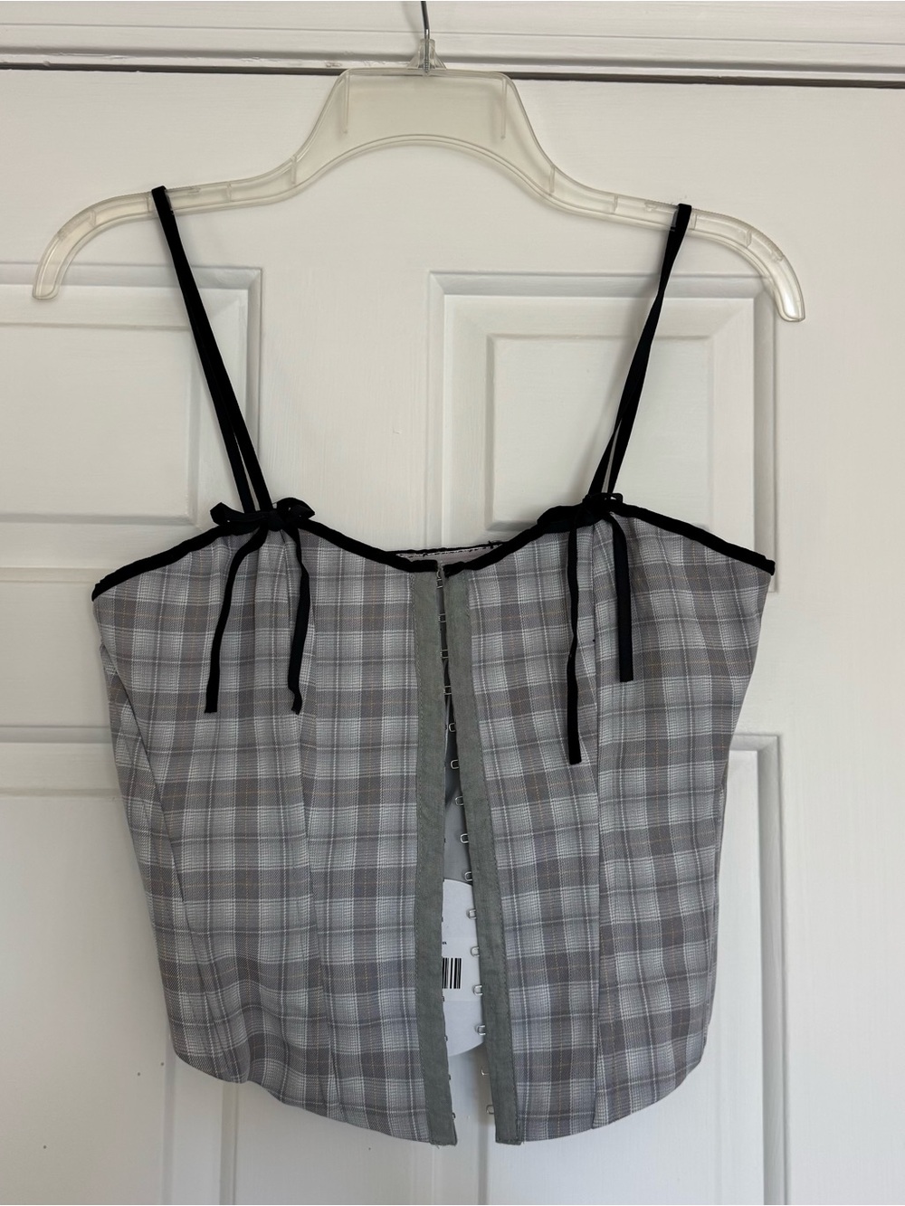 Princess Polly Grey Plaid Checkered Corset Top